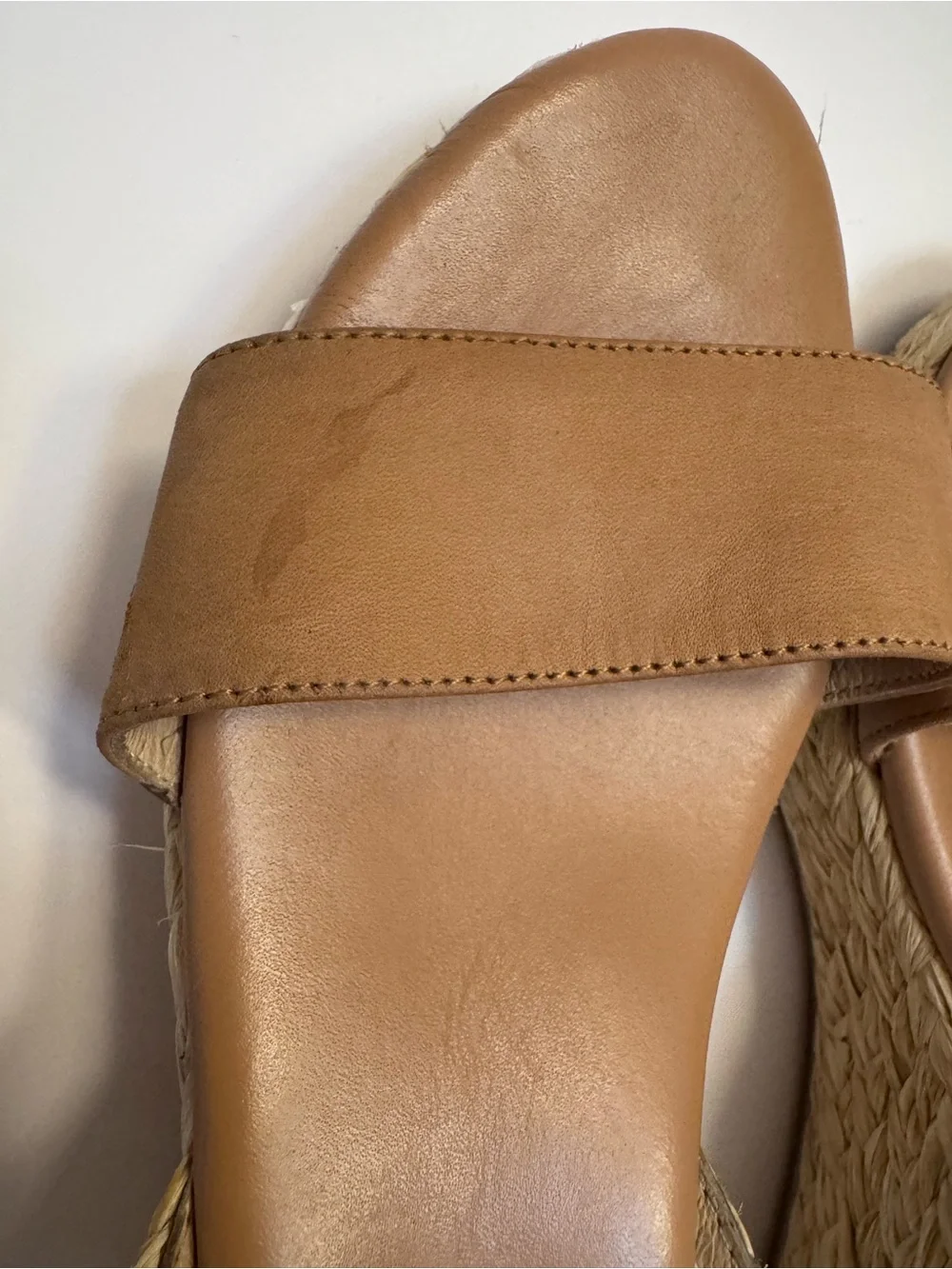 Matt Bernson Tan Leather Espadrille Platform Wedge Coastal Summer Sandals